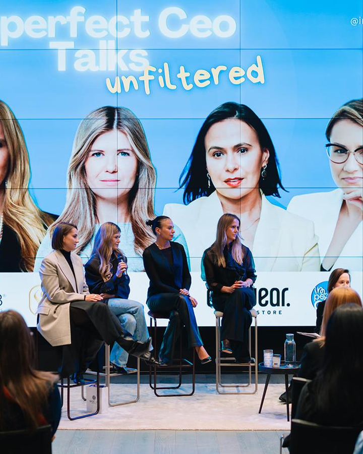 Panel on stage at Imperfect CEO Talks Unfiltered
